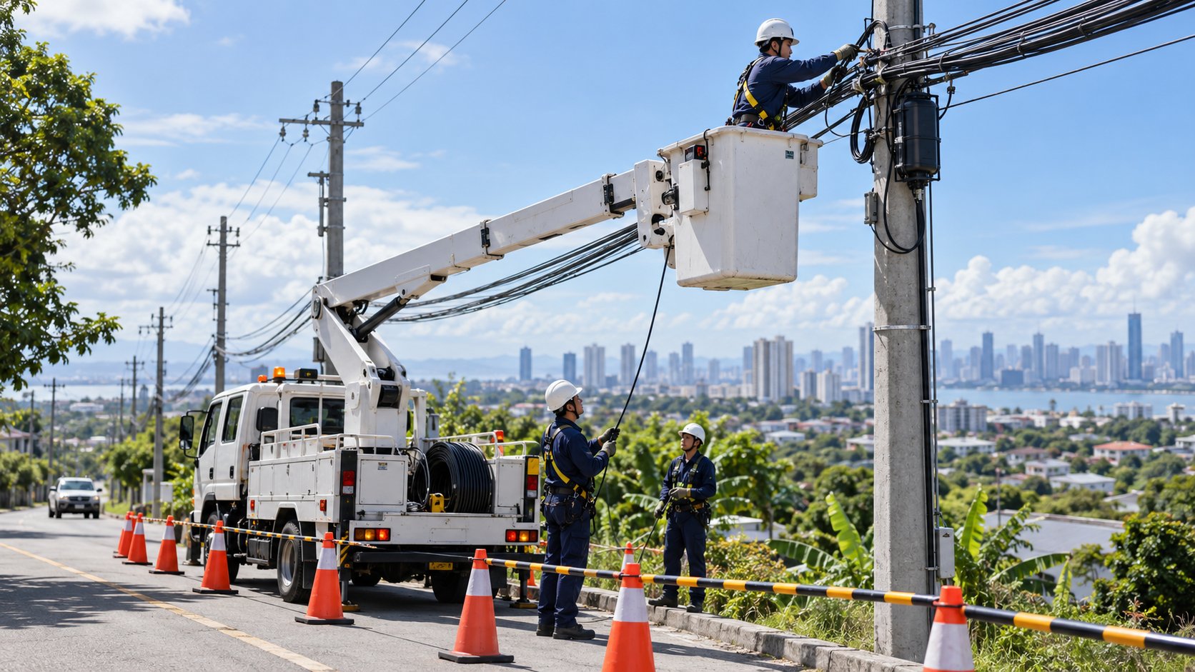 Aerial cable installation — illustrative image