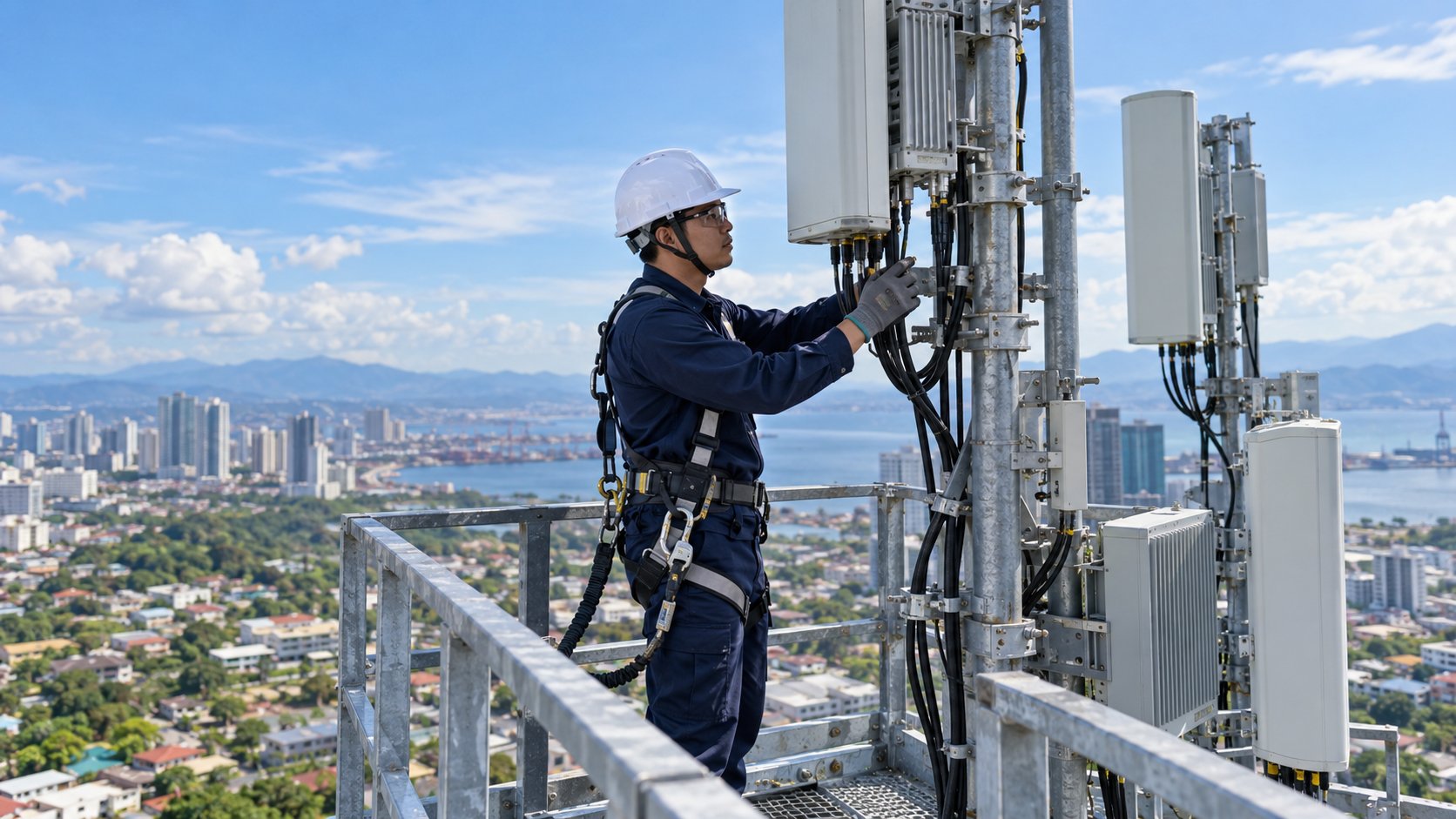 Tower work for a mobile site — illustrative image