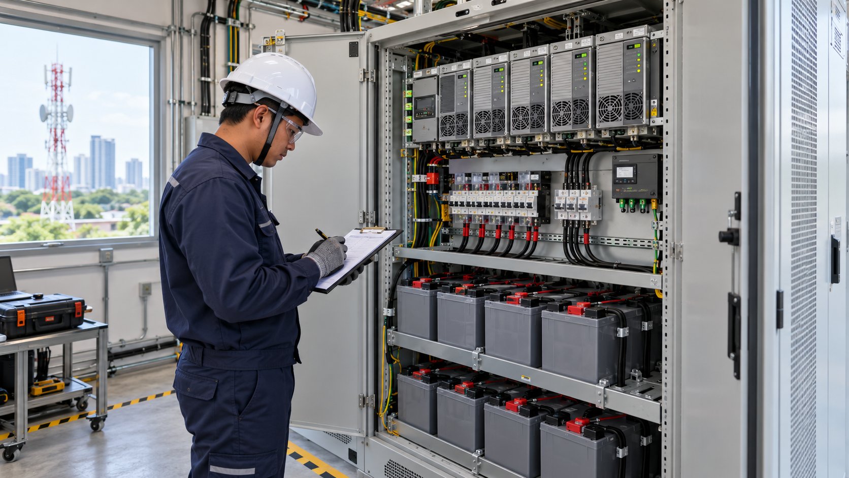 DC power plant installation — illustrative image
