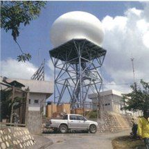 Radar radome on a tower